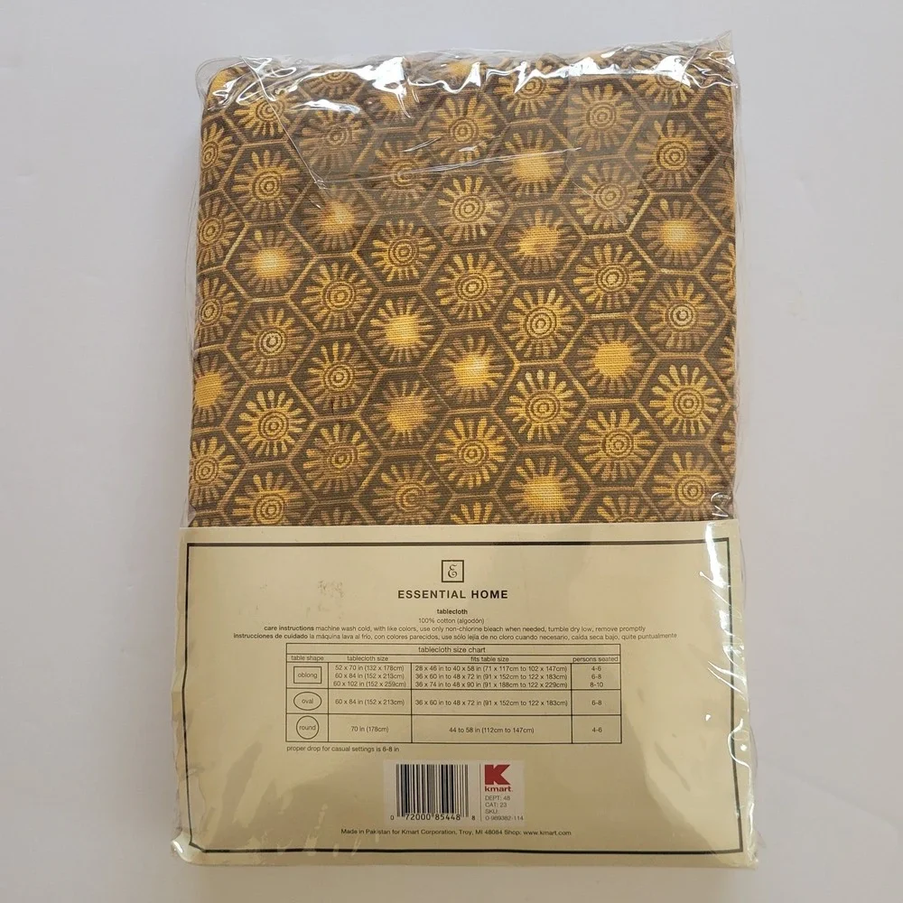 Essential Home Boho Batik Sunburst‎ Tablecloth 60x102 Oblong NEW